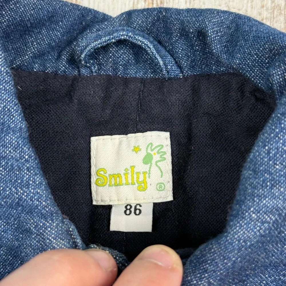 Smily Vintage Girls‎ Denim Vest Embroidered Flowers Kite Blue Size 86